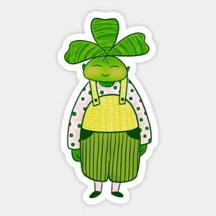 Green clover lucky boy, version 2 Sticker